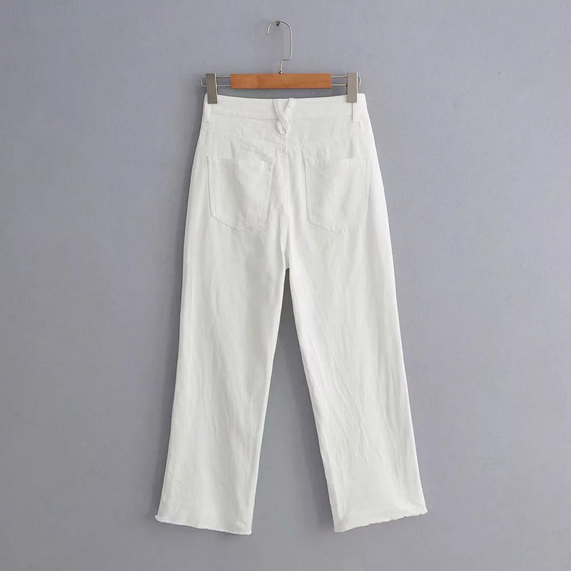 Pantaloni moderni de dama in alb