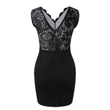 Rochie eleganta de dama cu bretele late si dantela de culoare neagra