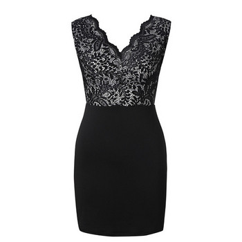 Rochie eleganta de dama cu bretele late si dantela de culoare neagra