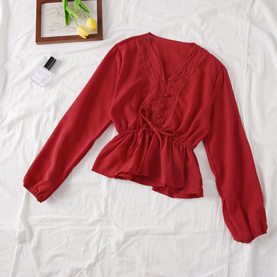 Bluza de dama actuala cu nasturi si decolteu in V - mai multe culori