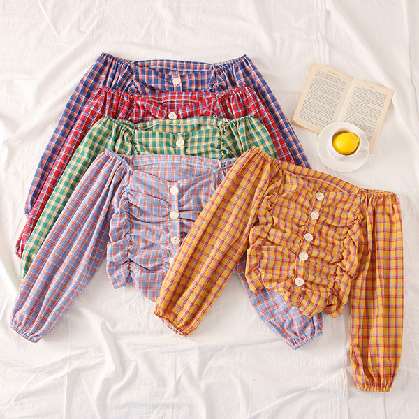 Bluză de damă modernă în carouri cu umerii goi - mai multe culori