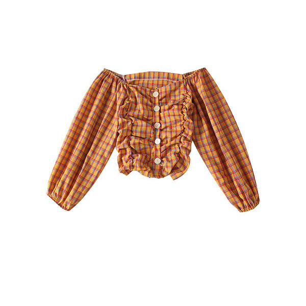 Bluză de damă modernă în carouri cu umerii goi - mai multe culori