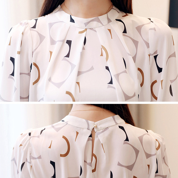 Cămașă modernă de damă în alb cu decolteu O