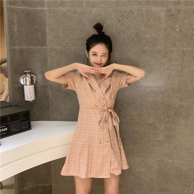 Női alkalmi kockás ruha két színben