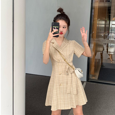 Női alkalmi kockás ruha két színben