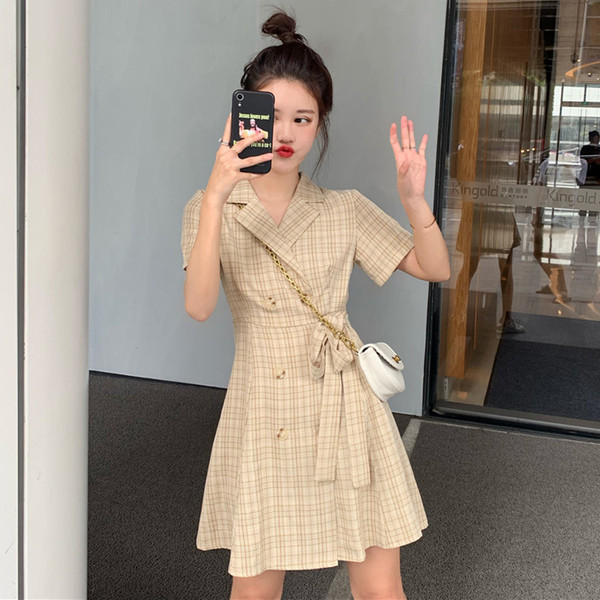 Női alkalmi kockás ruha két színben