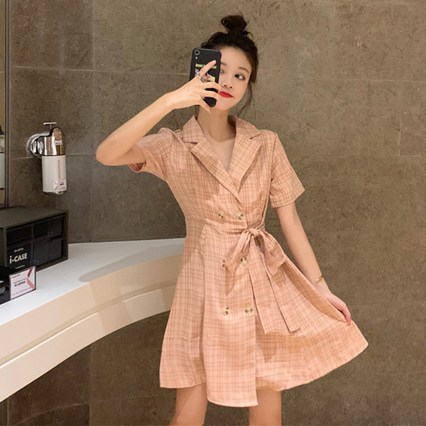 Női alkalmi kockás ruha két színben