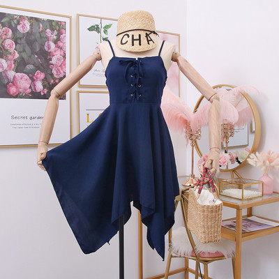 Új modell női aszimmetrikus ruha pántokkal - többféle színben