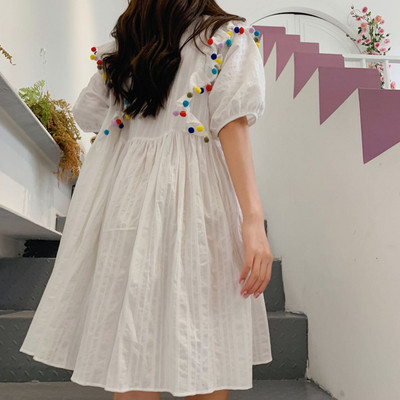 Rochie de dama cu croiala casual in alb si galben