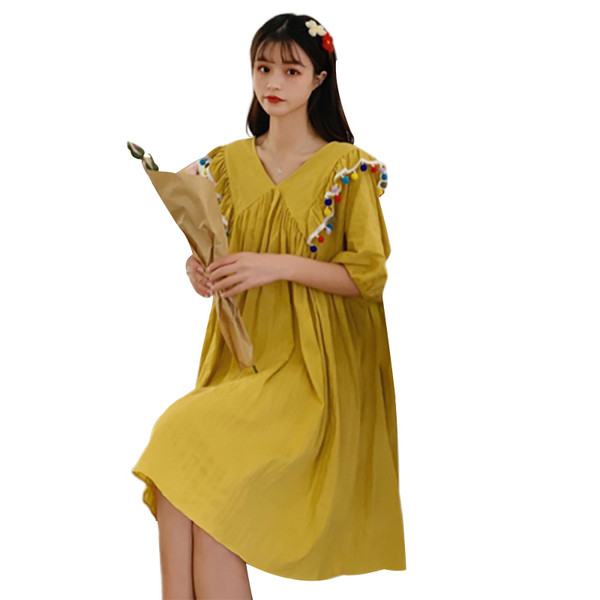 Rochie de dama cu croiala casual in alb si galben