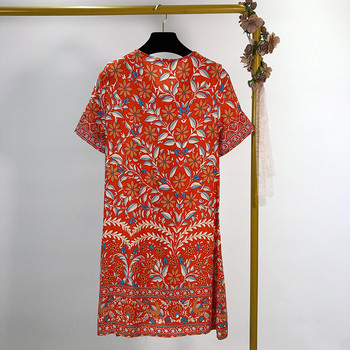 Rochie lată cu nasturi cu model colorat în trei culori