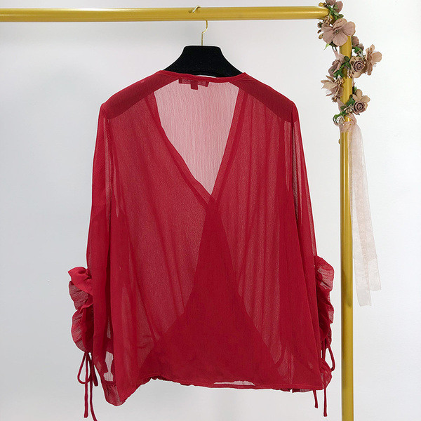 Elegáns sifon blúz piros színben