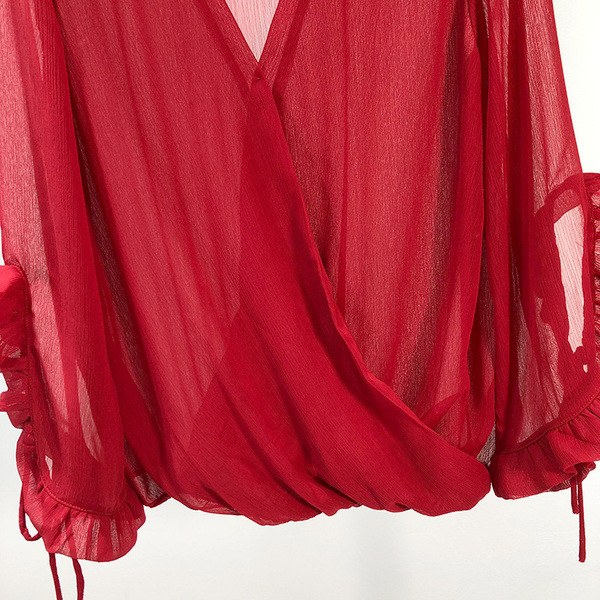 Elegáns sifon blúz piros színben