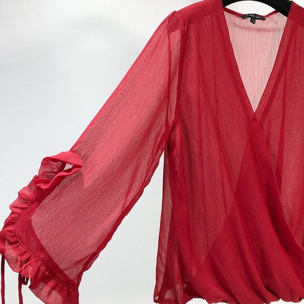 Elegáns sifon blúz piros színben