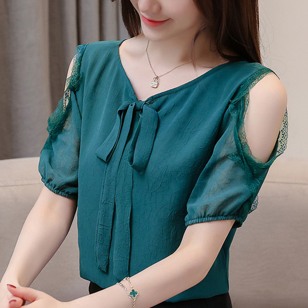 Bluza de dama in trei culori cu cravate si decolteu in V