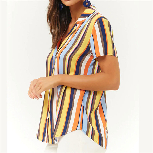 Cămașă casual de damă cu mâneci scurte și decolteu în V