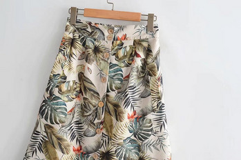 Fusta de dama cu talie elastica si model floral