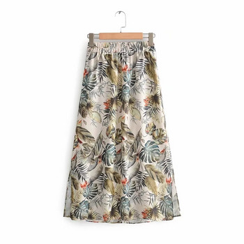 Fusta de dama cu talie elastica si model floral