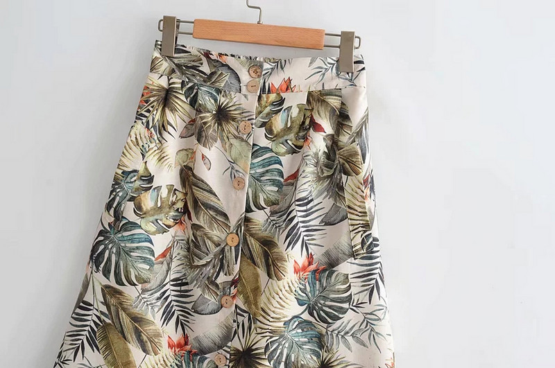 Fusta de dama cu talie elastica si model floral