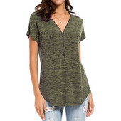 Bluză casual de damă cu mâneci scurte și fermoar în mai multe culori