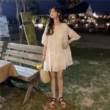 Rochie casual dama - model croiat in alb si verde