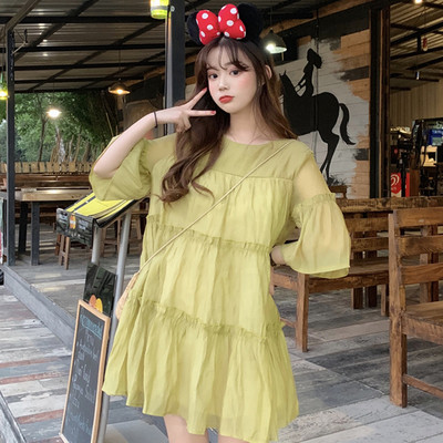 Rochie casual dama - model croiat in alb si verde