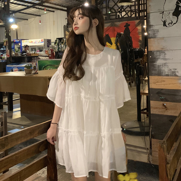 Rochie casual dama - model croiat in alb si verde