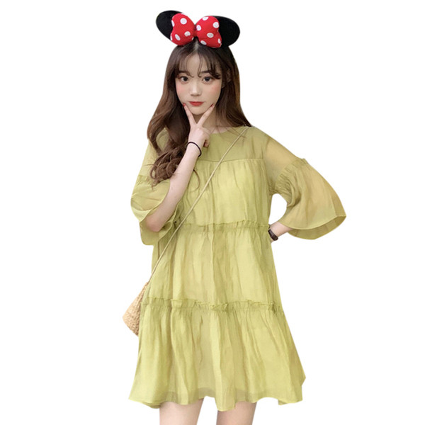 Rochie casual dama - model croiat in alb si verde