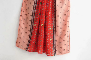 Rochie moderna de dama cu decolteu in V - culoare rosie