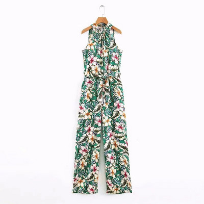 Virágmintás női overall, derékövvel