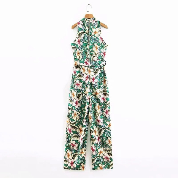 Virágmintás női overall, derékövvel