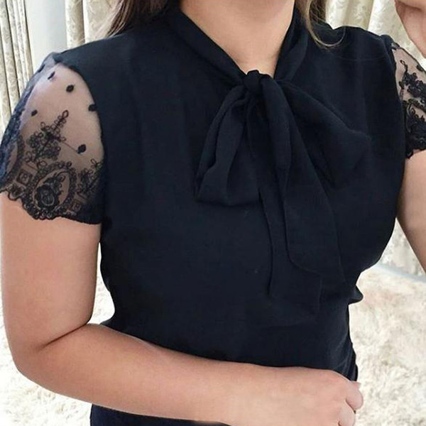 Cămașă modernă de damă cu mâneci scurte și cravate în mai multe culori