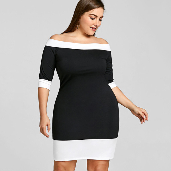 Rochie moderna de dama cu maneci 3/4 de culoare neagra