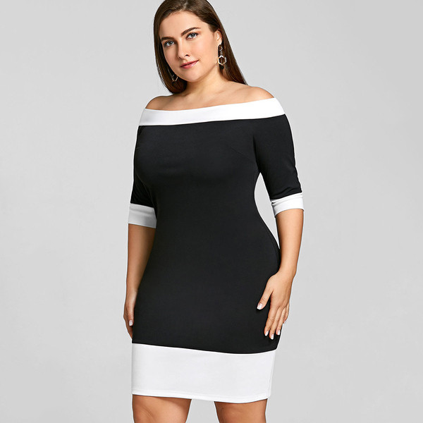 Rochie moderna de dama cu maneci 3/4 de culoare neagra