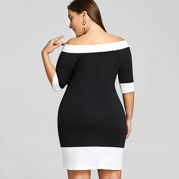 Rochie moderna de dama cu maneci 3/4 de culoare neagra