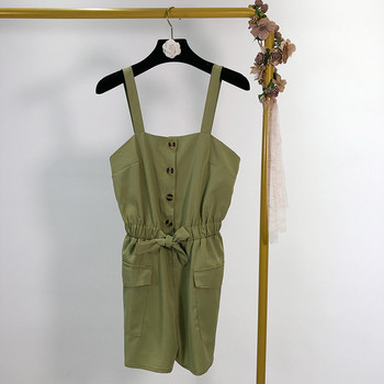 Rochie de damă cu bretele subțiri și legături în talie de culoare verde