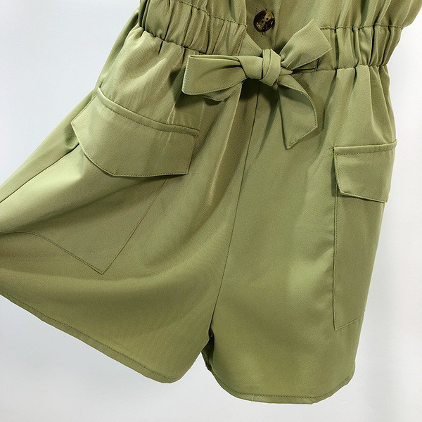 Rochie de damă cu bretele subțiri și legături în talie de culoare verde