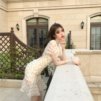 Rochie moderna de dama in doua culori cu puncte