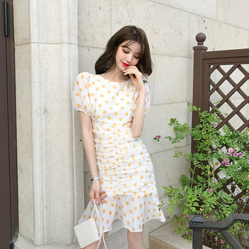 Rochie moderna de dama in doua culori cu puncte