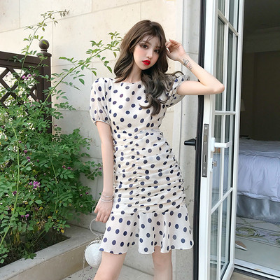 Rochie moderna de dama in doua culori cu puncte