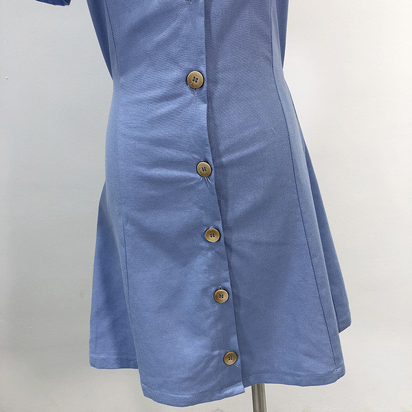 Rochie de dama cu decolteu patrat in albastru