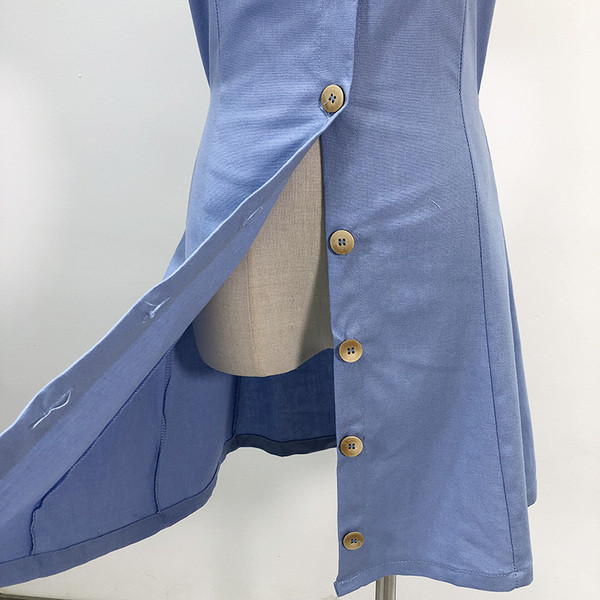 Rochie de dama cu decolteu patrat in albastru