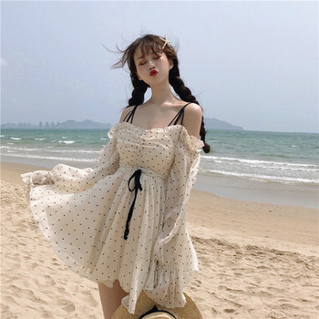 Fehér színű, alkalmi női ruha, hosszú ujjal