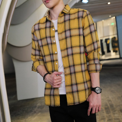 Kockás férfi hosszú ujjú ing három színben