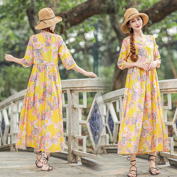 Rochie lungă casual de damă în trei culori cu model floral