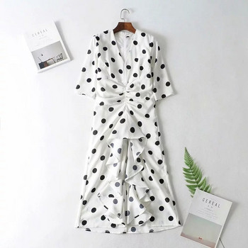 Rochie de damă modernă cu buline în alb-negru