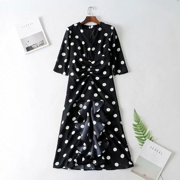 Rochie de damă modernă cu buline în alb-negru