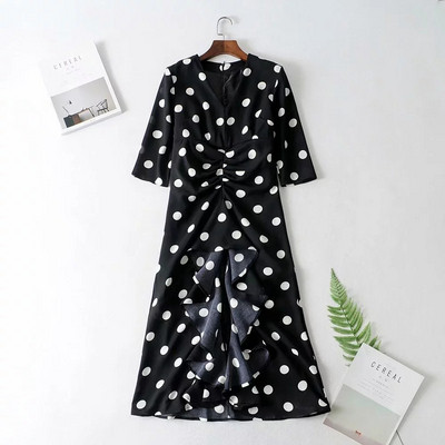 Rochie de damă modernă cu buline în alb-negru