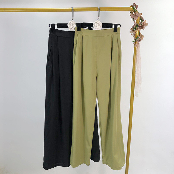 Pantaloni lungi de dama cu talie inalta in doua culori