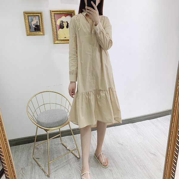 Női hosszú ruha barna színben